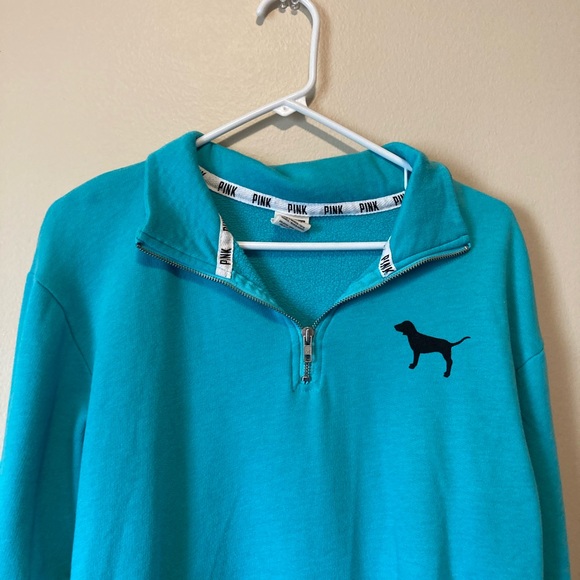 PINK Victoria Secret Blue Quarter Zip XSmall - Picture 7 of 8
